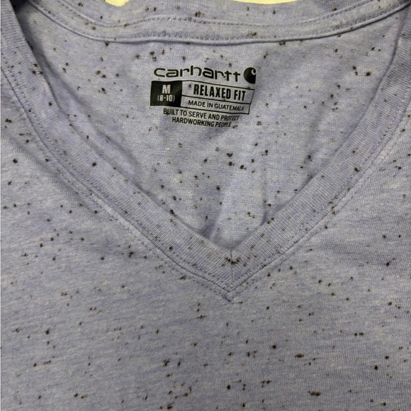 Carhartt Heatherd Violet Long Sleeved T-Shirt V Neck Women’s Size Medium Relaxed - Picture 6 of 6